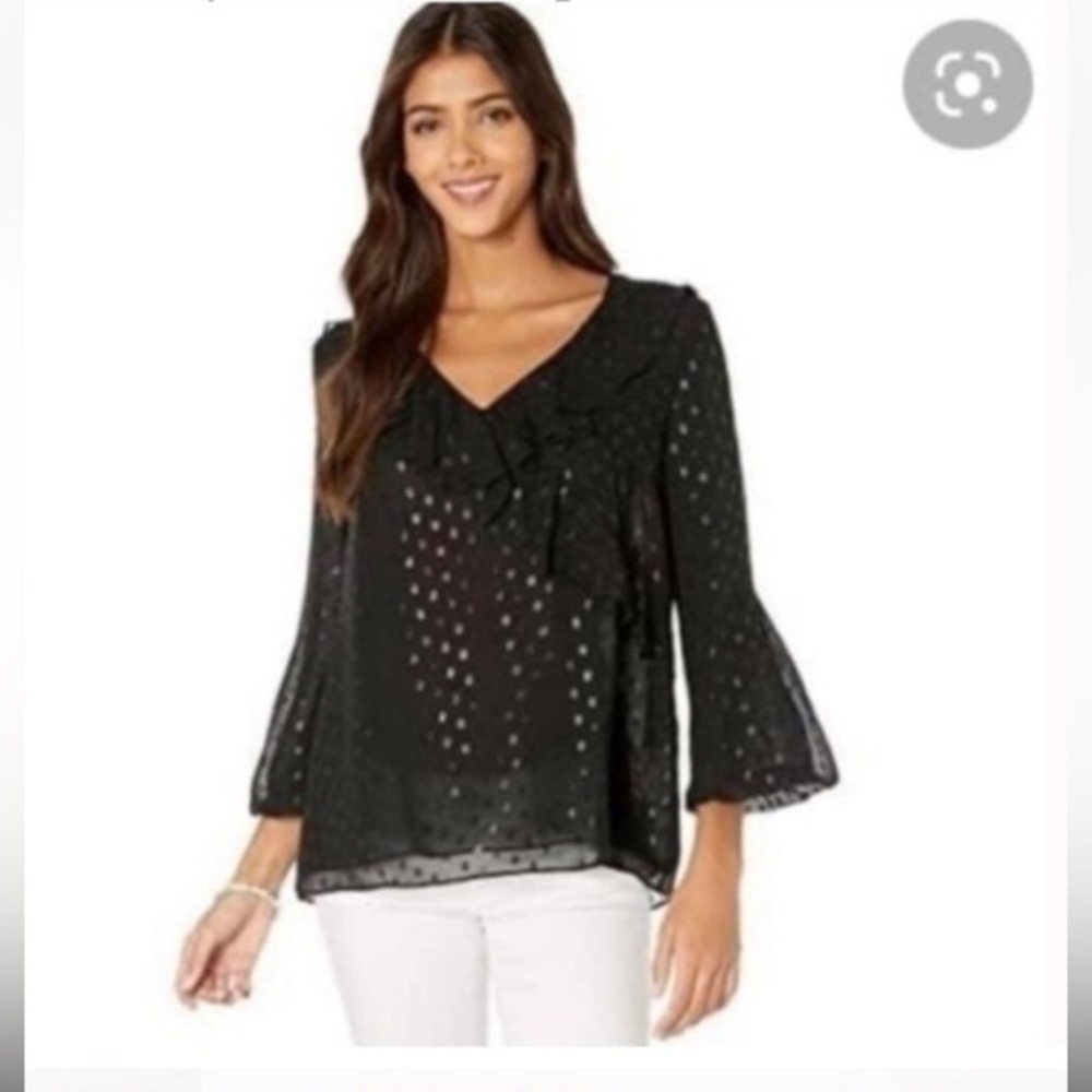 Lilly Pulitzer Olenna Silk Top with Metallic Dots